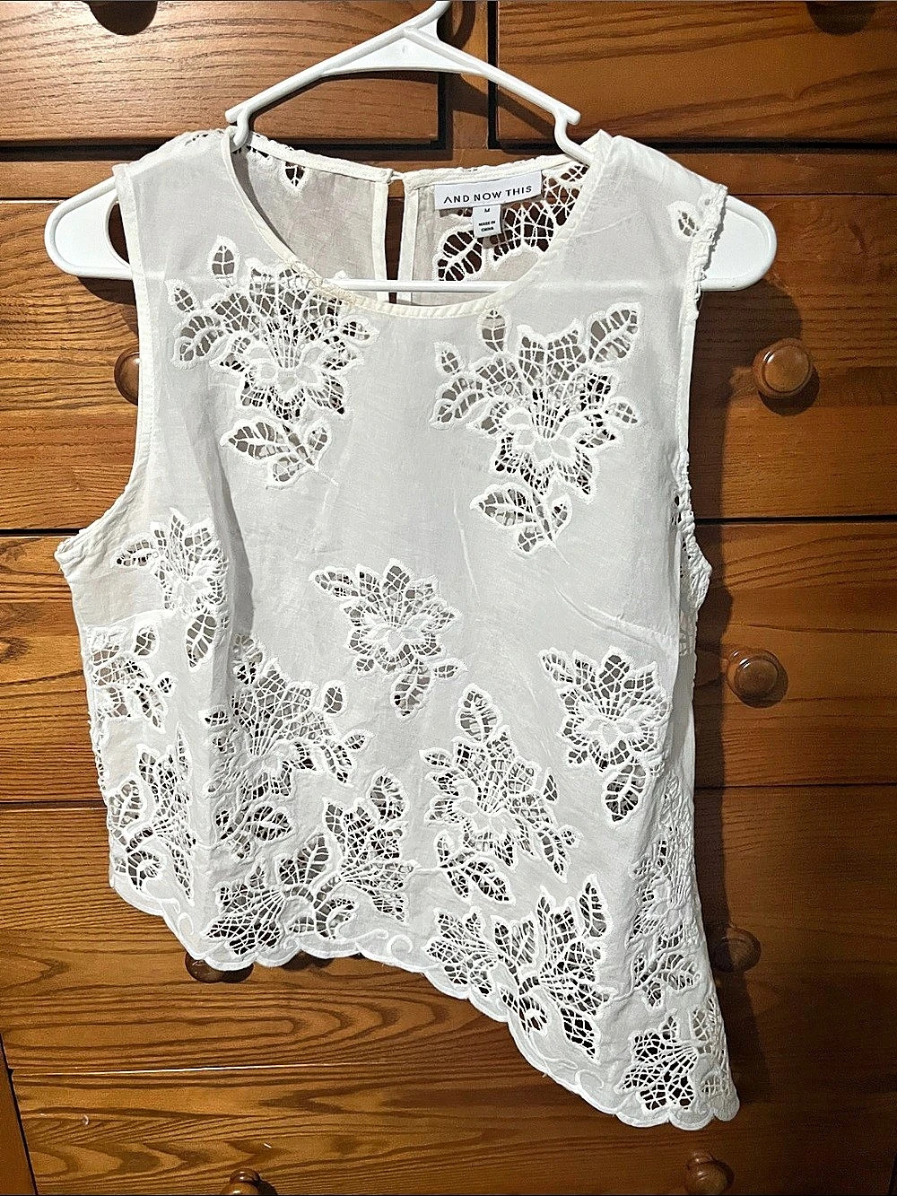 And Now This Floral Lace Top in White Size Medium Like New